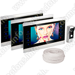 Комплект: видеодомофон HDcom S-104 с тремя мониторами 
